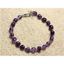 Bracelet 925 Silver and Stone - Amethyst Nuggets 6-7mm 