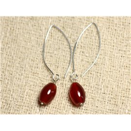 Pendientes Plata 925 y Piedra - Cornalina Aceitunas 12mm 