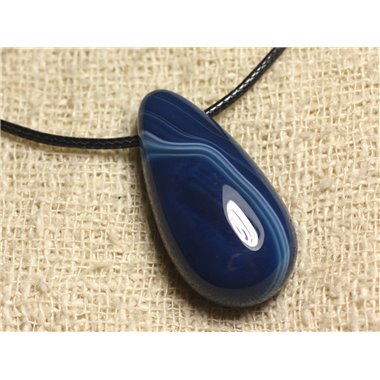 Collier Pendentif en Pierre - Agate Bleue Goutte 40mm 