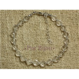 Bracelet Argent 925 et Pierre - Cristal de Roche Facetté 6mm 