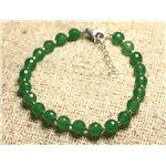 Bracelet Argent 925 et Pierre - Jade Verte Facettée 6mm 