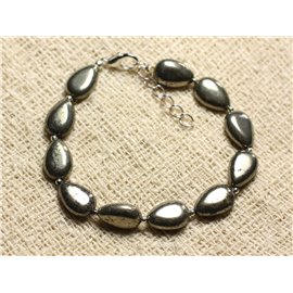 Bracelet Silver 925 and Stone - Pyrite Drops 12mm 