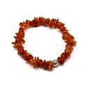 Bracelet Pierre Ambre naturelle Cognac 4-8mm et Perle argentée 