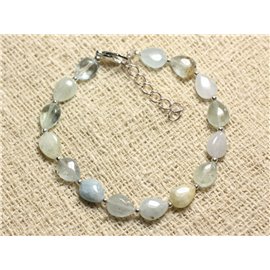 Bracelet 925 Silver and Stone - Aquamarine Drops 9x6mm 