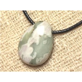 Collar con colgante de piedra - Gota de jade 25 mm 