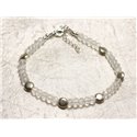 Bracelet Argent 925 et Pierre Cristal de Roche Quartz facetté 5x3mm 