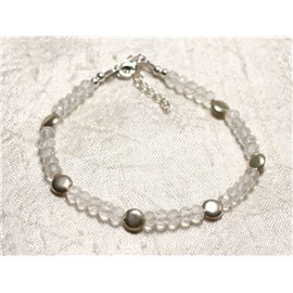 Bracciale in Argento 925 e Cristallo di Quarzo Sfaccettato Pietra 5x3mm 