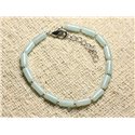 Bracelet Argent 925 et Pierre semi précieuse - Amazonite Tubes 8mm 