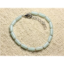 Pulsera Plata 925 y piedra semipreciosa - Amazonita Tubos 8mm 