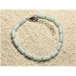 Bracelet Argent 925 et Pierre semi précieuse - Amazonite Tubes 8mm 