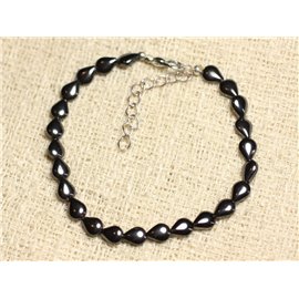 Bracciale Argento 925 e Pietra - Ematite Gocce 7mm 