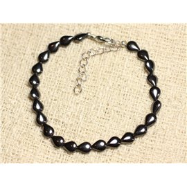 Bracelet Silver 925 and Stone - Hematite Drops 7mm 