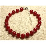 Bracelet Argent 925 et Pierre - Jade Rouge 6mm 