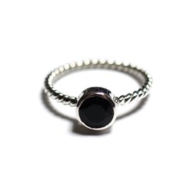 N231 - Anello in argento 925 e pietra - Anello a spirale con spinello nero da 6 mm 