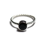 N231 - Bague Argent 925 et Pierre - Spinelle noir 6mm Anneau torsade 