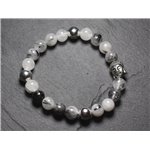 Bracelet Bouddha et Pierre semi précieuse - Quartz Tourmaline 8mm 