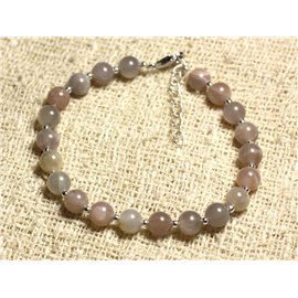 Bracciale in argento 925 e pietra - pietra di luna 6 mm