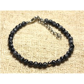 Bracciale Argento 925 e pietra semipreziosa Obsidian Flake 4mm