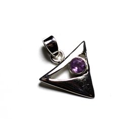 925 Silver Pendant and Stone - 20mm Amethyst Triangle (PE112) 