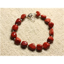 Bracciale in Argento 925 e Pietra - Diaspro Rosso Nuggets 8mm 