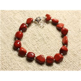 Bracelet 925 Silver and Stone - Red Jasper Nuggets 8mm 