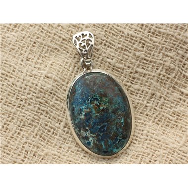 n2 - Pendentif Argent 925 et Pierre - Azurite Ovale 31x21mm 