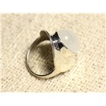 N124 - Bague Argent 925 Pierre de Lune Arc en Ciel Ovale 14x10mm 