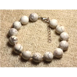 Bracelet Silver 925 and Stone - Magnesite 10mm 