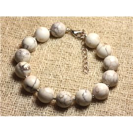 Pulsera Plata 925 y Piedra - Magnesita 10mm 