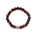 Bracelet Bouddha et Pierre semi précieuse - Agate Rouge et Noire 8mm 