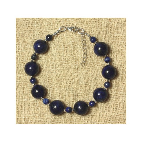 Bracelet Argent 925 et Lapis Lazuli 10mm 