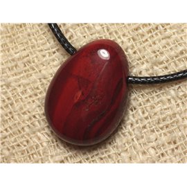 Stone Pendant Necklace - Red Jasper Brescia Drop 25mm 