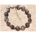 Bracelet Argent 925 et Perles de Pierre Labradorite Palets 10mm 