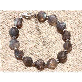 Bracelet 925 Silver and Labradorite Stone Beads Palets 10mm 