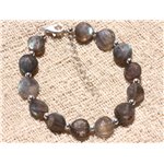 Bracelet Argent 925 et Perles de Pierre Labradorite Palets 10mm 