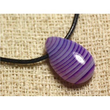 Collier Pendentif en Pierre - Agate Violette Goutte 25mm