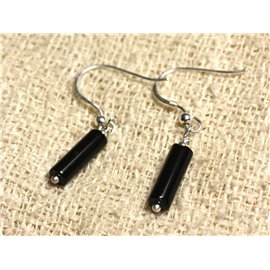 Orecchini in argento 925 - Colonne in onice nero 13x4mm 