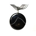 N5 - Collier Pendentif en Pierre - Agate noire et blanche rond 52mm 