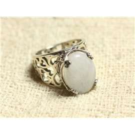 n111 - 925 Silver and Stone Ring - Oval Moonstone 16x12mm 