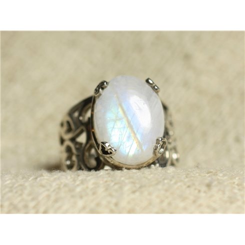 n111 - Bague Argent 925 et Pierre - Pierre de Lune Ovale 16x12mm