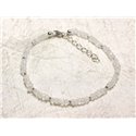 Bracelet Argent 925 et Pierre - Pierre de Lune Arc en Ciel rondelles facettées 3mm 