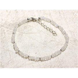 925 Zilveren armband en steen - Rainbow Moon Stone facetgeslepen ringen 3 mm 