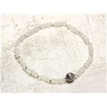 Bracelet Argent 925 et Pierre - Pierre de Lune Arc en Ciel rondelles facettées 3mm 