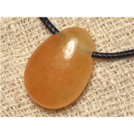 Stone Pendant Necklace - Yellow Calcite Drop 25mm 