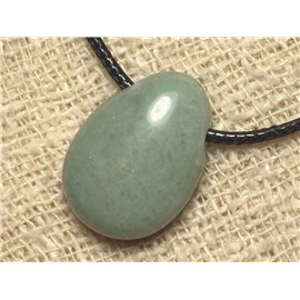 Stone Pendant Necklace - Jade Drop 25mm
