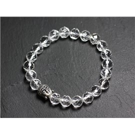 Pulsera de Buda y piedra semipreciosa - Cristal de roca de cuarzo facetado 