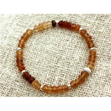 Bracelet Argent 925 et Grenat Hessonite Facetté 4-5mm