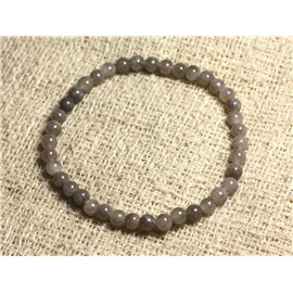 Pulsera elástica de piedras semipreciosas - Jade gris 4 mm 