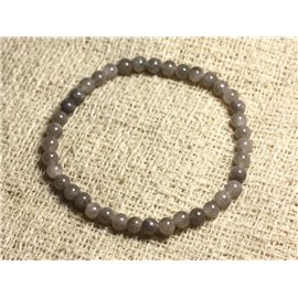 Semi Precious Stone Elastic Bracelet - Gray Jade 4mm 