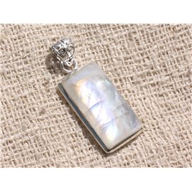 N15 - Colgante de Plata 925 y Piedra - Piedra de Luna Rectángulo 25x13mm 